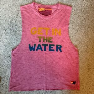 Aviator Nation GET IN THE WATER MUSCLE TEE - VINTAGE MAGENTA